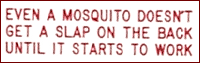 EVEN A MOSQUITO DOESN'T GET A SLAP ON THE BACK UNTIL IT STARTS TO WORK